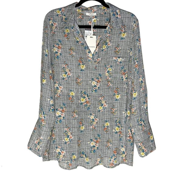 Pleione | Floral V-Neck Collard Blouse‎ | Size XL Women's - Picture 1 of 8